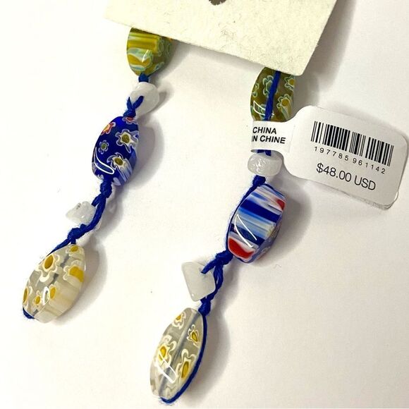 Free People Millefiori Glass Bead Dangle Festival Style Earrings Ariana Ost - Picture 7 of 9